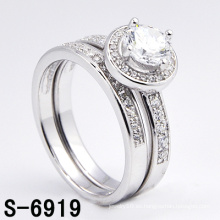 Joyería de plata de la manera 925 Micro Pave CZ Twin Ring (S-6919)